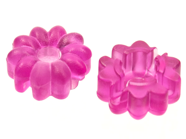 Clikits, Icon Flower 10 Petals 2 x 2 Small with Hole, Frosted (Solid and Transparent Colors)