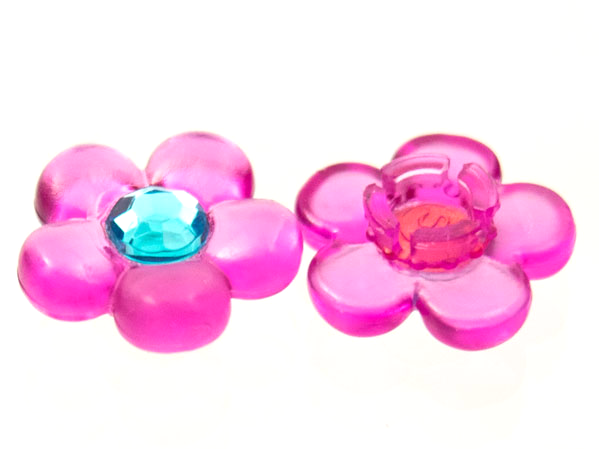 Clikits, Icon Flower 5 Petals 2 x 2 Small with Pin, Polished with Fixed Trans-Light Blue Center Faceted Gem