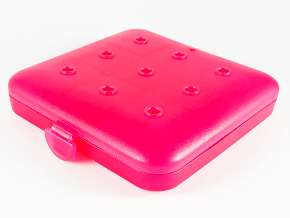 Clikits Container, Square Box with 9 Holes and 6 Compartments - Hinged
