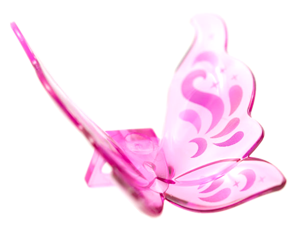 Minifigure Wings Insect Butterfly Pointed with Neck Bracket with Lavender and Metallic Pink Swirls, Silver Stars Pattern