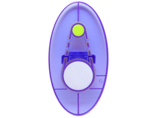 Minifigure, Shield Elliptical with Dimensions Keystone Symbol with 1 Large White and 1 Small Lime Circles Pattern
