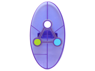 Minifigure, Shield Elliptical with Dimensions Keystone Symbol with White, Lime and Medium Azure Circles Pattern