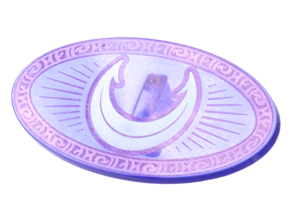 Minifigure, Shield Elliptical with White Crescent Moon, Medium Lavender Border Pattern