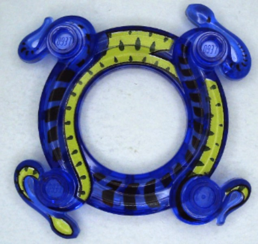 Ring 4 x 4 with 2 x 2 Hole and 2 Intertwined Snakes with Lime Pattern (Ninjago Spinner Crown)