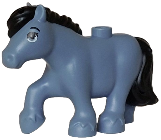 Horse, Friends Style, Pony with Molded Black Mane and Tail and Printed Black Eyebrow and Eyelash, White Eye Pattern (Blackberry)