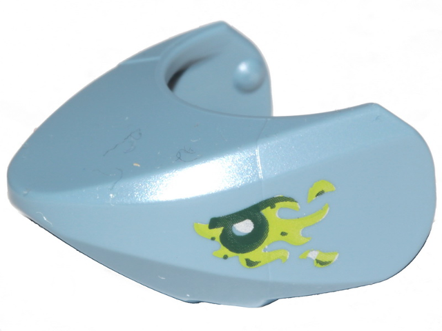 Shark Head with Rounded Nose with Black Eyes, Silver Pupils and Lime Slime Pattern