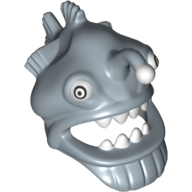Minifigure, Headgear Mask Angler Fish Head with Wide Open Mouth, Fins and White Teeth, Eyes and Lure (Esca) Pattern