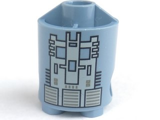 Brick, Round 2 x 2 x 2 Robot Body with Gray Squares and Black Lines Pattern