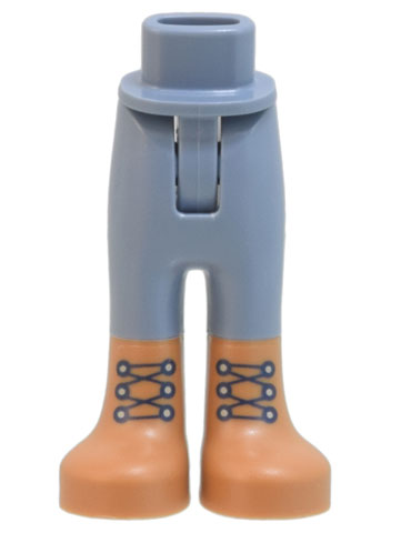 Mini Doll Hips and Trousers with Back Pockets with Molded Medium Nougat Lower Legs / Boots and Printed Black Laces Pattern - Thin Hinge