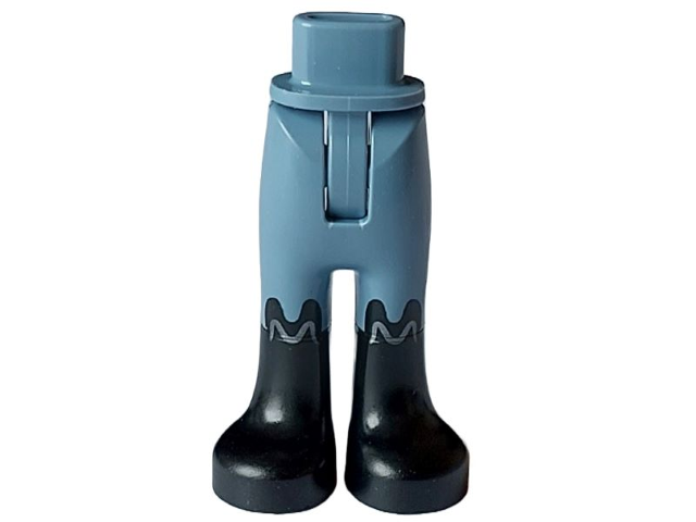 Mini Doll Hips and Trousers with Back Pockets with Molded Black Lower Legs / Boots and Printed Silver Wavy Lines Pattern - Thin Hinge