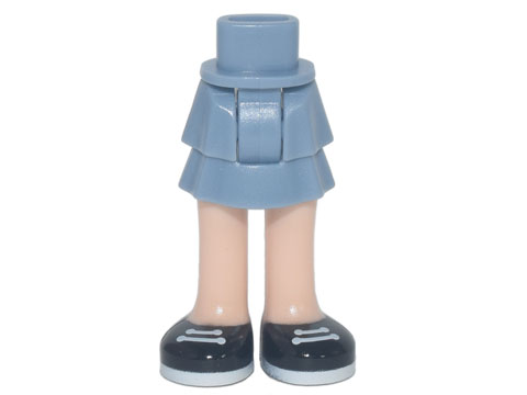 Mini Doll Hips and Skirt Layered with Molded Light Nougat Legs and Printed Black Shoes with White Laces Pattern - Thick Hinge