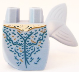 Tail, Mermaid / Merman Curved Left with Blue and Gold Scales Pattern