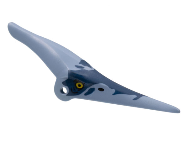 Dinosaur Head Pteranodon with Yellow Eyes and Dark Blue Marks Around Eyes and Head Pattern