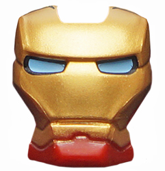 Minifigure, Visor Top Hinge with Gold Face Shield and Bright Light Blue Eyes Pattern