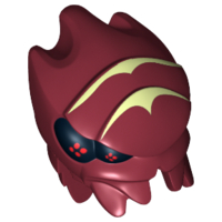 Minifigure, Head, Modified Galaxy Squad Alien Buggoid with Yellowish Green Stripes and Black Eyes with Red Dots Pattern