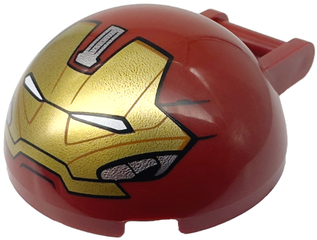 Windscreen 4 x 4 x 1 2/3 Canopy Half Sphere with Bar Handle with Gold Hulkbuster Face with Silver Cheeks and Forehead Panel Pattern