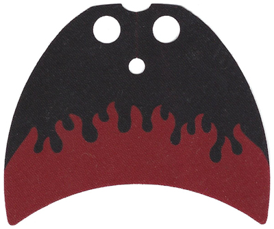 Minifigure Cape Cloth, Crescent Shaped with Flames on Black Background Pattern - Traditional Starched Fabric