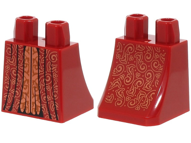 Lower Body, Skirt with Robe Ends with Black Folds, Copper Center Panel and Filigree Pattern