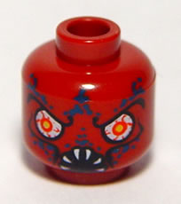 Minifigure, Head Alien with Bloodshot Eyes and White Fangs Pattern