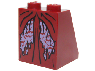 Slope 65 2 x 2 x 2 with Bottom Tube with Minifigure Dress / Skirt / Robe, Layered with Tattered Lavender Panel Pattern