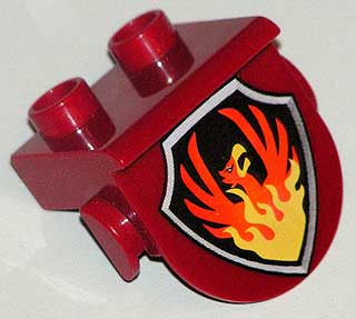 Duplo, Plate 1 x 2 with Overhang with Phoenix on Black Shield Pattern
