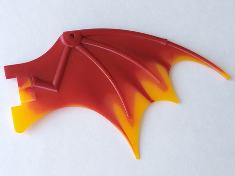 Dragon Wing 19 x 11 with Bar Hole and 2 Pin Holes with Marbled Trans-Orange Trailing Edge Pattern