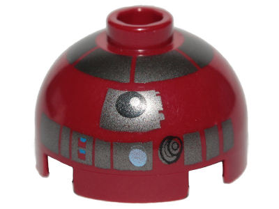 Brick, Round 2 x 2 Dome Top with Silver Pattern (R4-P17)