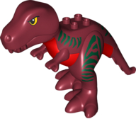 Duplo Dinosaur Tyrannosaurus rex with Dark Green Stripes and Red Stomach Pattern