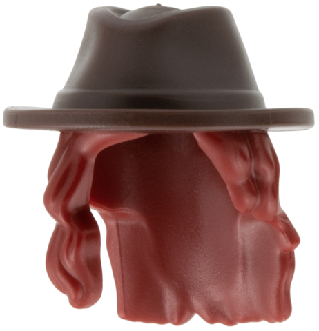 Mini Doll, Hair Combo, Hair with Hat, Long Wavy Over Right Shoulder with Molded Dark Brown Cowboy Hat Pattern