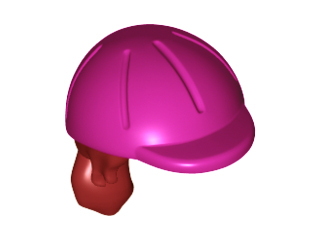 Mini Doll, Hair Combo, Hair with Hat, Long Ponytail, Side Bangs, Hole in Back with Molded Magenta Horse Riding Helmet Pattern