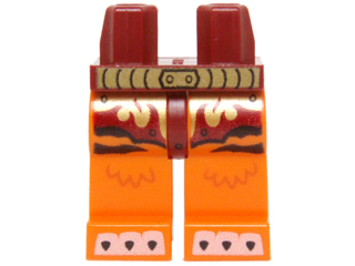 Hips and Orange Legs with Dark Red and Gold Loincloth, Gold Belt and White Claws Pattern