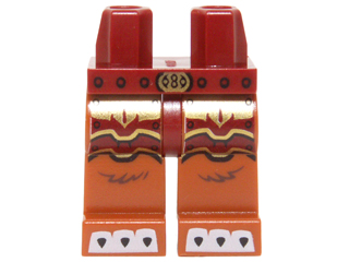 Hips and Dark Orange Legs with Dark Red and Gold Armor, Gold Belt Buckle and White Claws Pattern