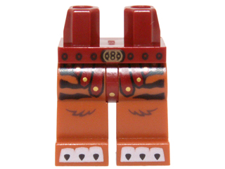 Hips and Dark Orange Legs with Dark Red and Gold Armor, Gold Belt Buckle, Black Tiger Stripes and White Claws Pattern