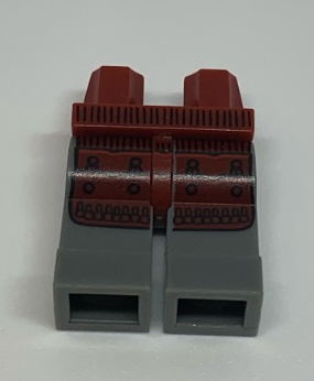 Hips and Dark Bluish Gray Legs with Dark Red Samurai Leg Armor Pattern