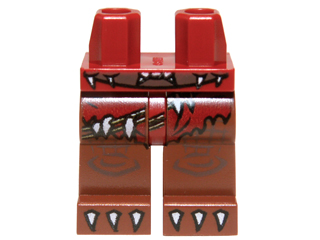 Hips and Reddish Brown Legs with Dark Red Loincloth, Belt with White Spikes and White Claws Pattern