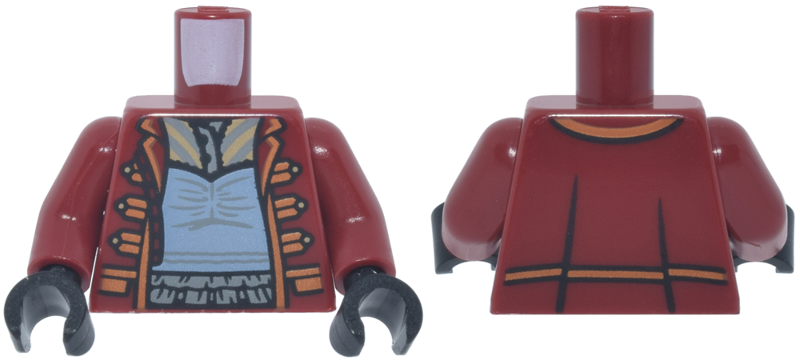 Dark red military coat torso with orange trim