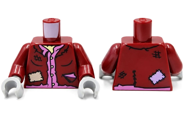 Dark red tattered jacket torso with patches