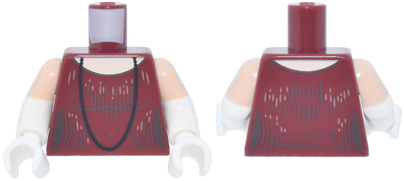Dark red female dress torso, black necklace