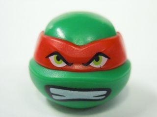 Minifigure, Head, Modified Ninja Turtle with Red Mask and Teeth Pattern (Raphael)