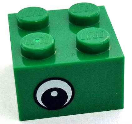 Brick 2 x 2 with Black and White Eye Offset with Dot in Pupil Pattern on Opposite Sides