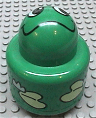 Primo Brick, Round Rattle 1 x 1 with Frog Pattern