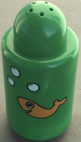 Primo Brick, Round 1 x 1 x 2 with Shaker Top with Fish and Bubbles Pattern