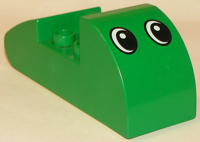 Duplo, Brick 2 x 6 x 2 Rounded Ends with Black and White Eyes Pattern