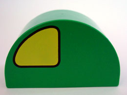Duplo, Brick 2 x 4 x 2 Slope Curved Double with Yellow Quarter Circle Pattern on Both Sides