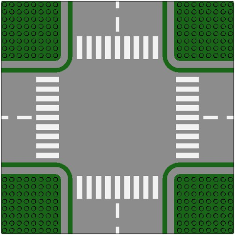 Baseplate Road 32 x 32 8 Stud Crossroads with Road Pattern Part