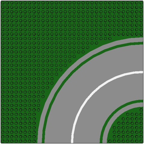 Baseplate, Road 32 x 32 8-Stud Curve with Road Pattern