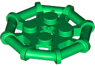 Plate, Modified 2 x 2 with Bar Frame Octagonal, Reinforced, Completely Round Studs in Green