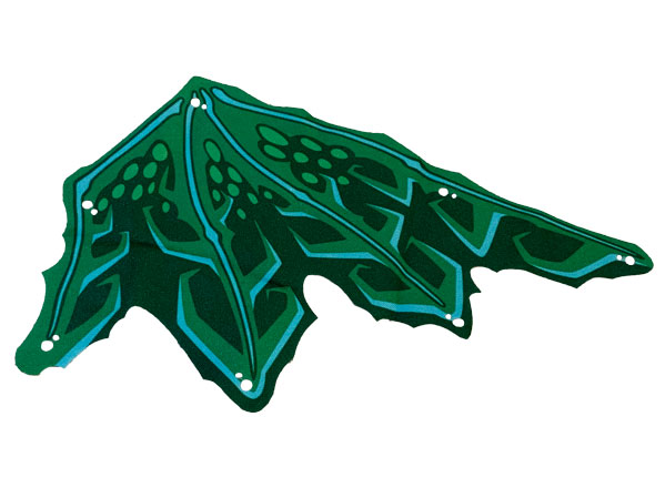 Cloth Wing Dragon Right, Medium Azure Ribs, Lime and Dark Green Scales Pattern