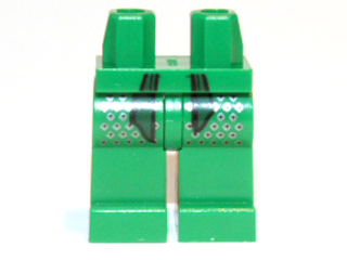 Hips and Legs with Dark Green Sash and Silver Diamonds Pattern