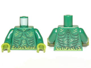 Torso Muscles Outline with Swamp Plants and Scales Pattern / Green Arms / Lime Hands